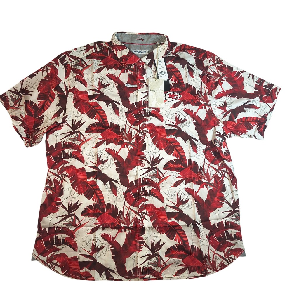 Tommy Bahama Kansas City Chiefs Sunnyvale Blooms Camp Shirt XL Red NWT NFL
